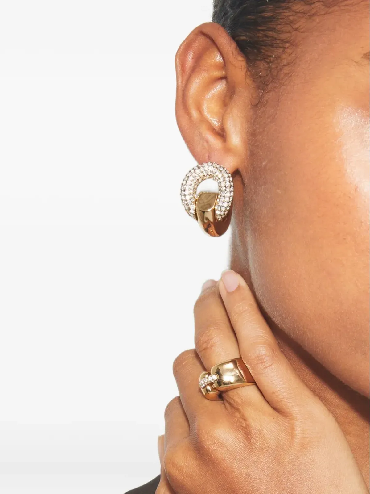 Tory Burch crystal-embellished hoop earrings - Gold - 画像2