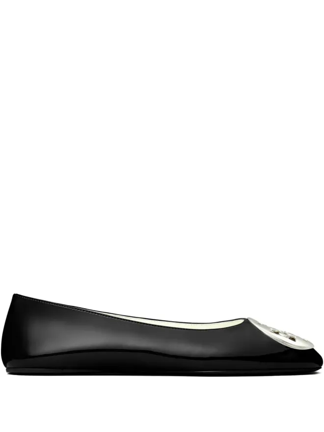 Tory Burch Tory Burch Reva ロゴプレート付き レザー バレエフラット - ブラックの商品画像
