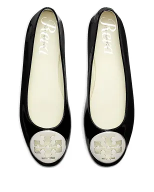 Tory Burch Reva ロゴプレート付き レザー バレエフラット - ブラック - サムネイル3