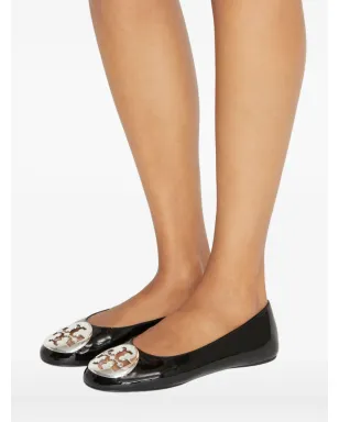 Tory Burch Reva ロゴプレート付き レザー バレエフラット - ブラック - サムネイル4
