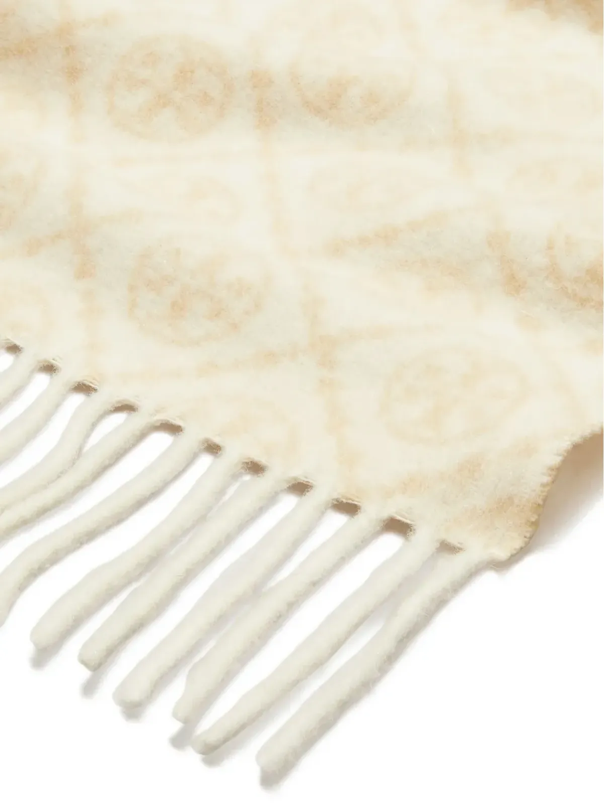 Tory Burch モノグラム柄フリンジスカーフ - 画像2