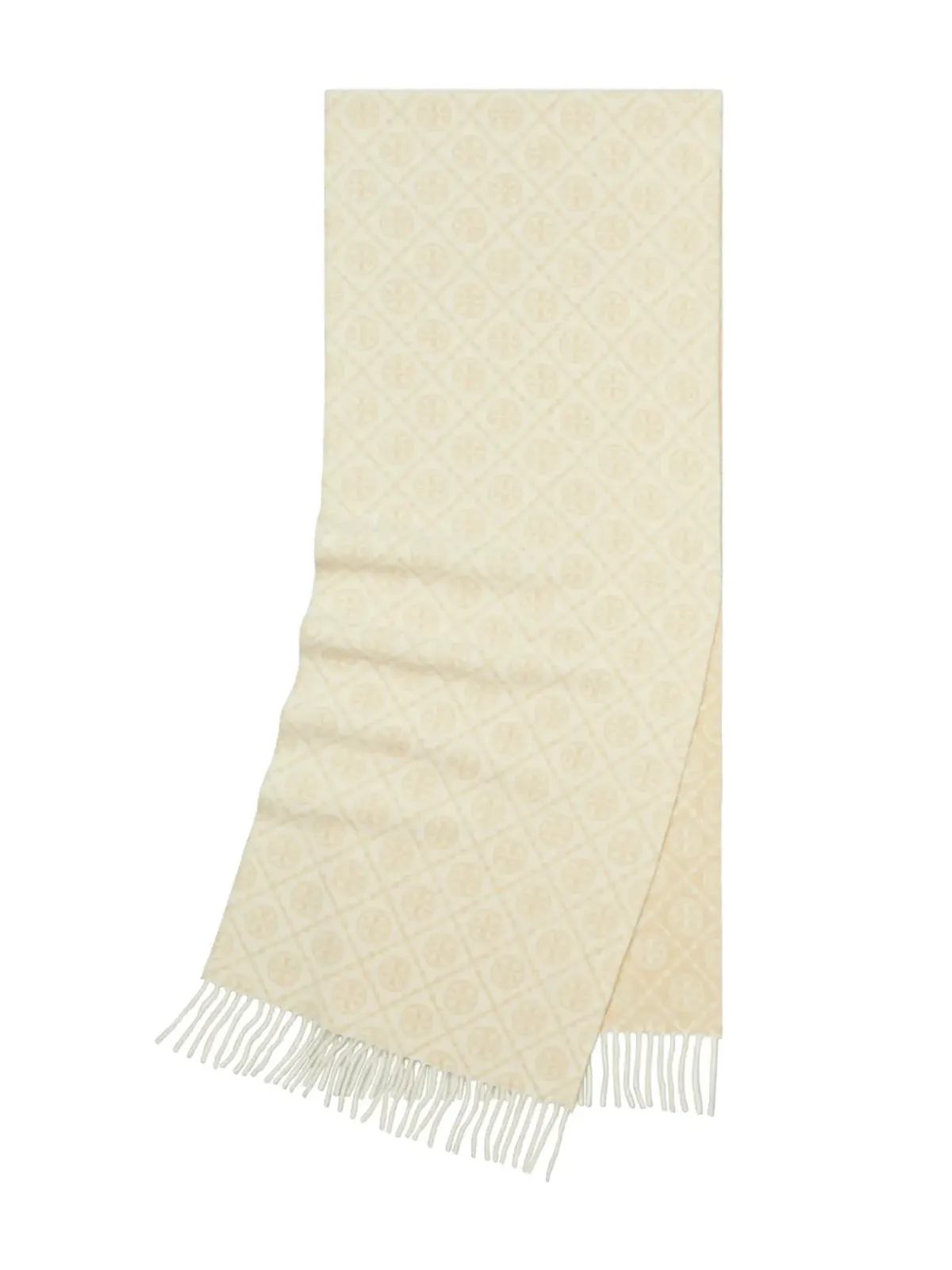 Tory Burch モノグラム柄フリンジスカーフ - 画像3