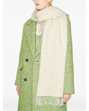 Tory Burch モノグラム柄フリンジスカーフ - サムネイル4