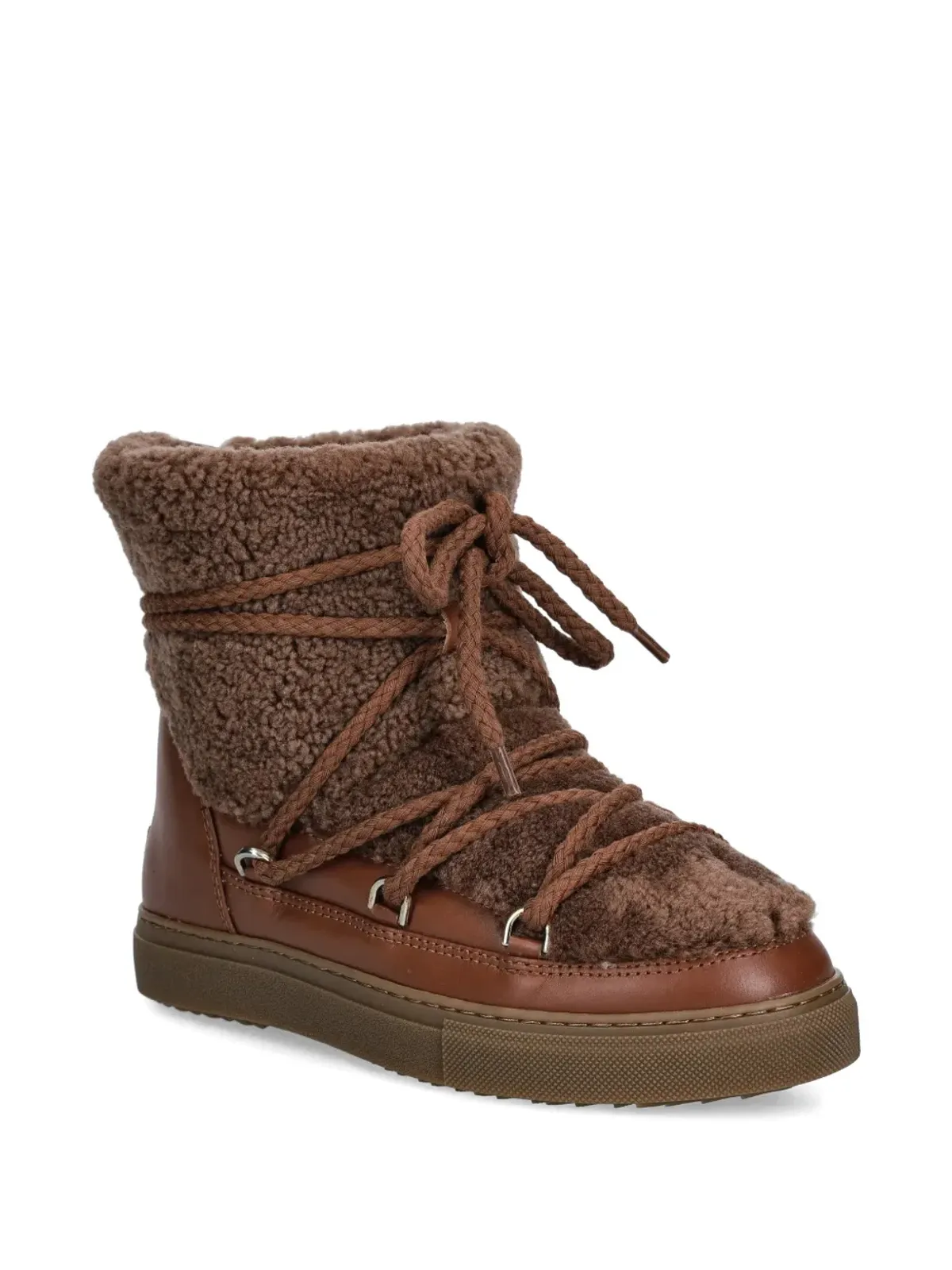 Inuikii Curly shearling round-toe lace-up boots - Brown - 画像2