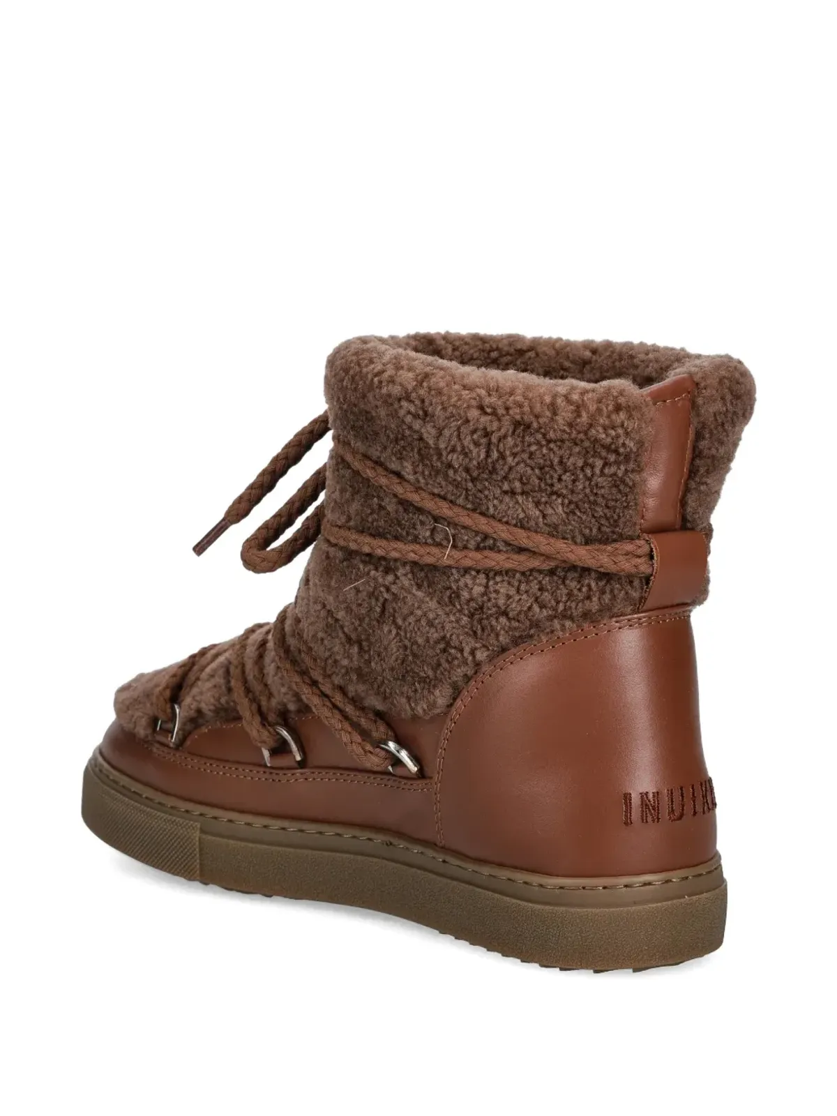 Inuikii Curly shearling round-toe lace-up boots - Brown - 画像3