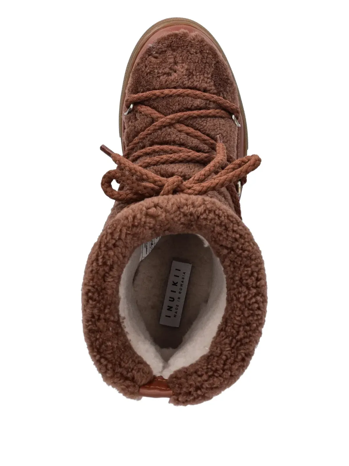 Inuikii Curly shearling round-toe lace-up boots - Brown - 画像4