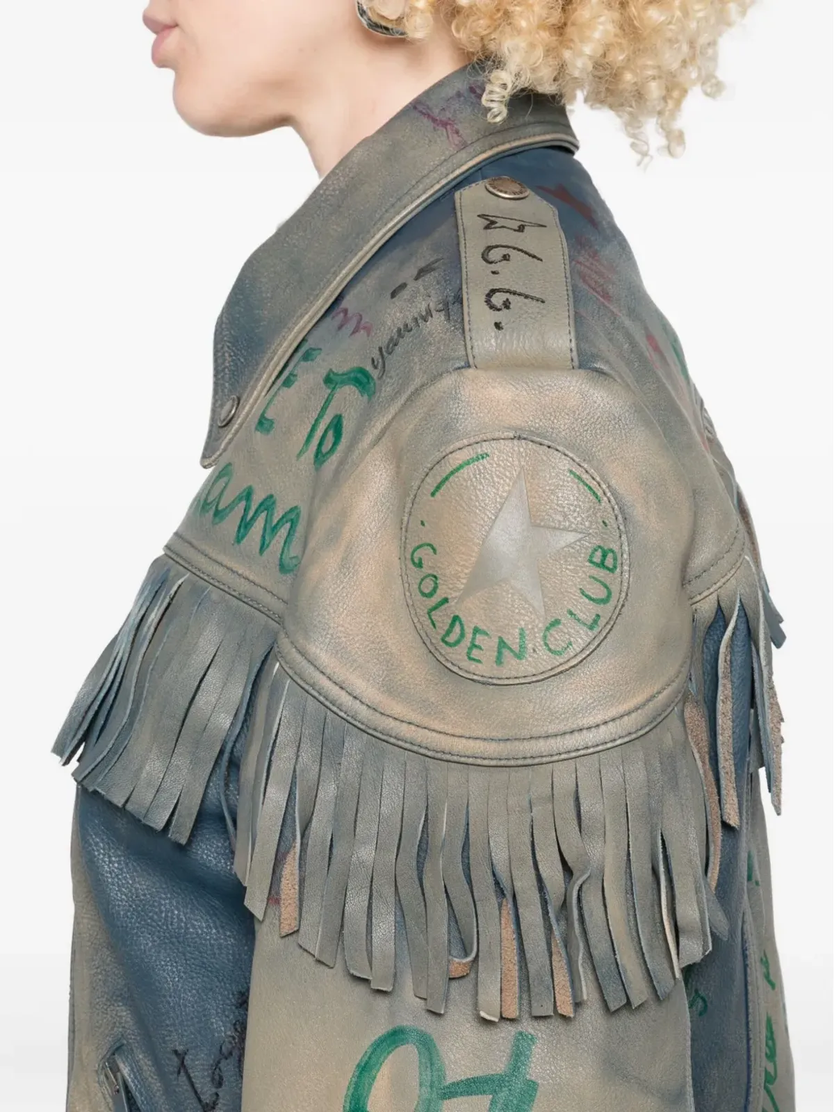 Golden Goose フリンジ付きレザージャケット - 画像5