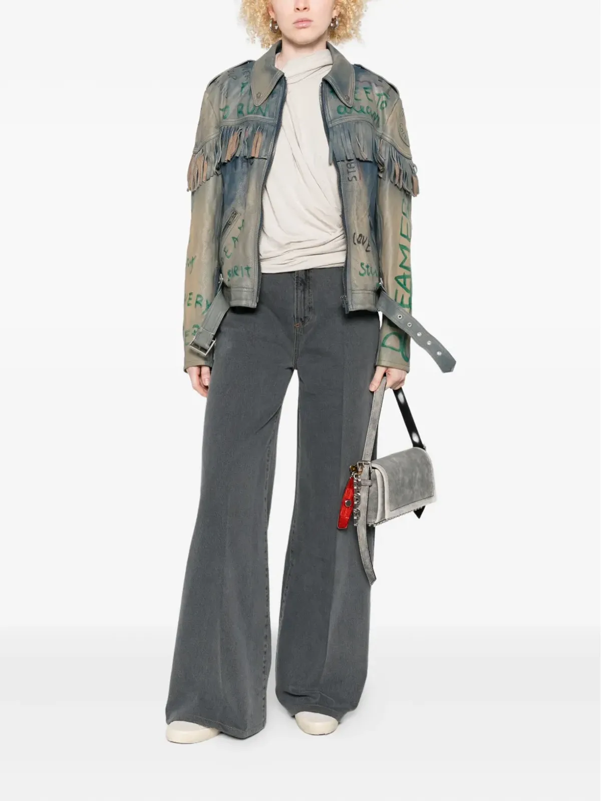 Golden Goose フリンジ付きレザージャケット - 画像2