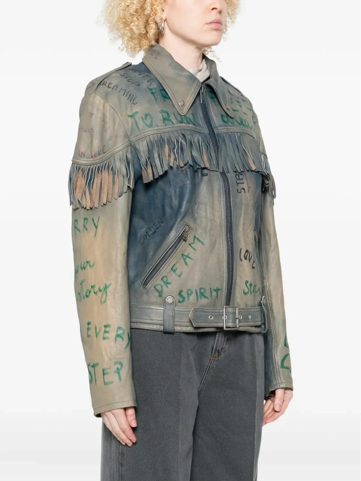 Golden Goose フリンジ付きレザージャケット - 画像3