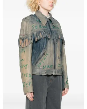 Golden Goose フリンジ付きレザージャケット - サムネイル3