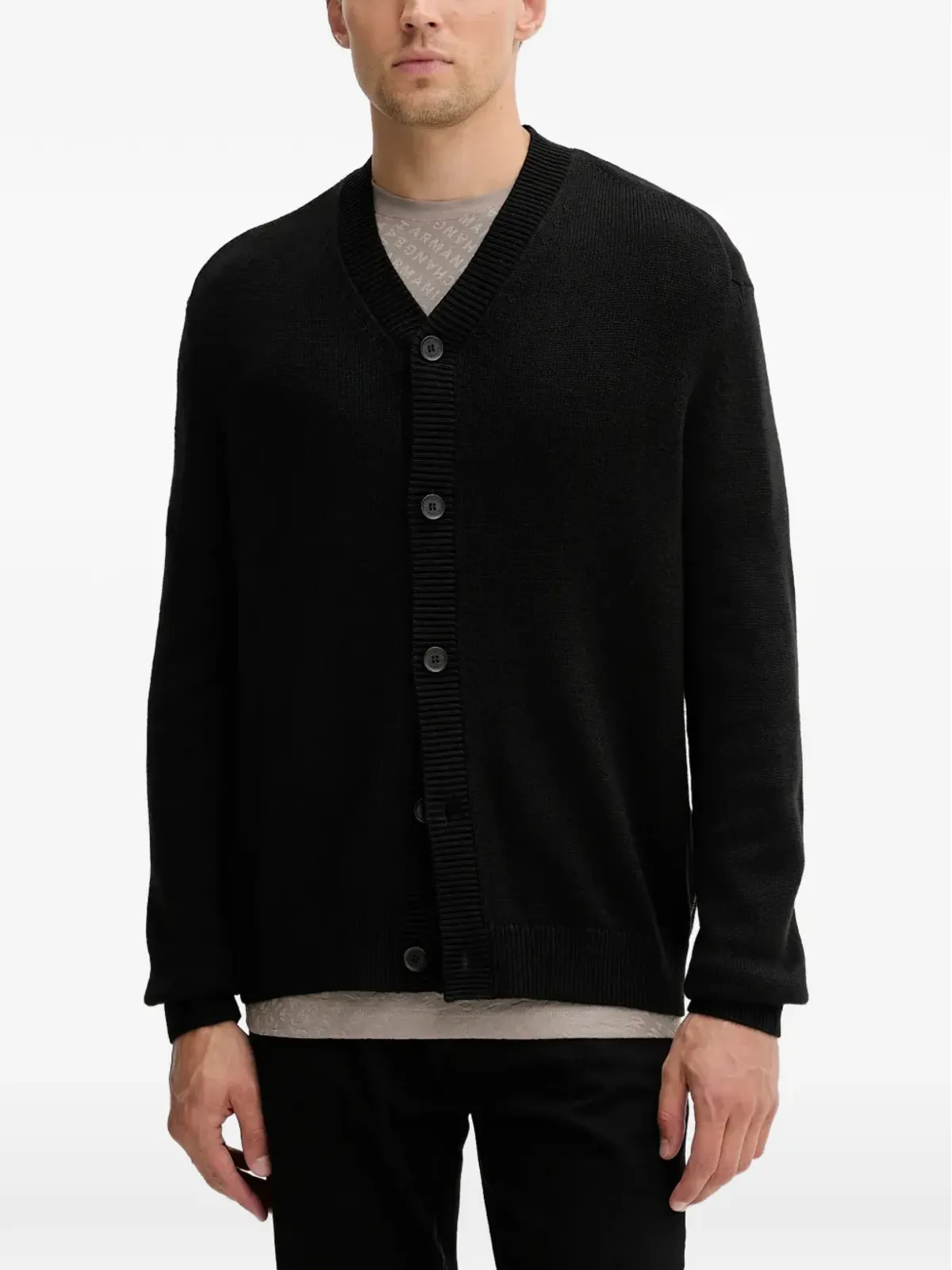Armani Exchange Vネックカーディガン - ブラック - 画像1