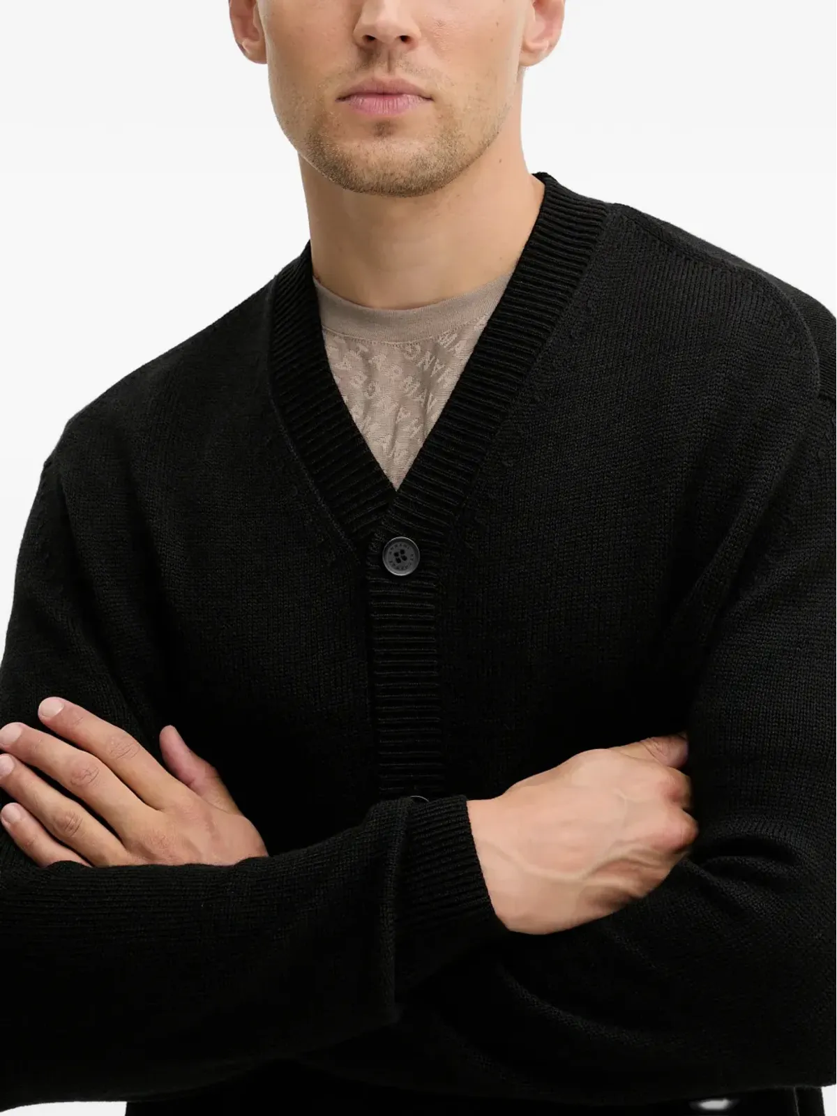 Armani Exchange Vネックカーディガン - ブラック - 画像4