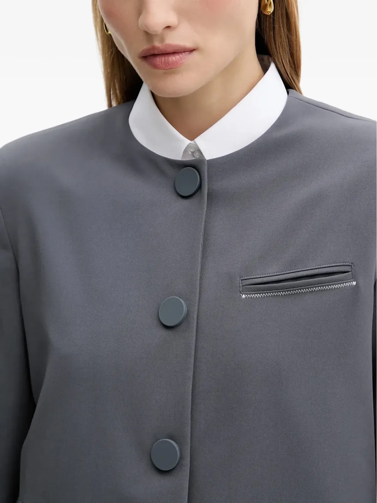 Armani Exchange ボタン付きクロップドジャケット - グレー - 画像4