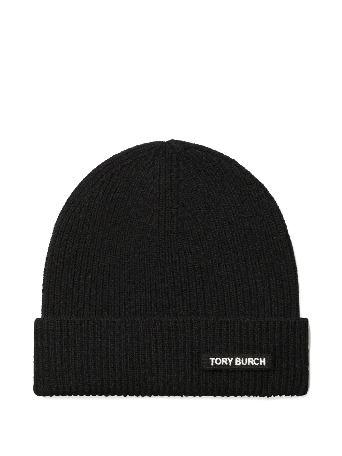 Tory Burch リブ編み ロゴディテール ビーニー帽 - Black - 画像1