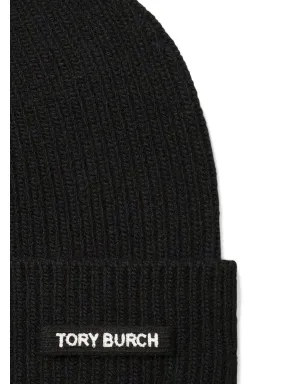 Tory Burch リブ編み ロゴディテール ビーニー帽 - Black - サムネイル2