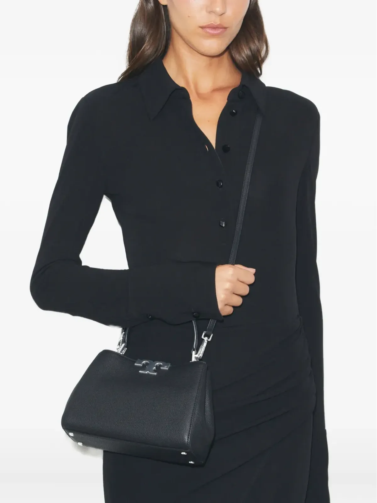 Tory Burch Eleanor トップハンドル・サッチェル（ブラック） - 画像2