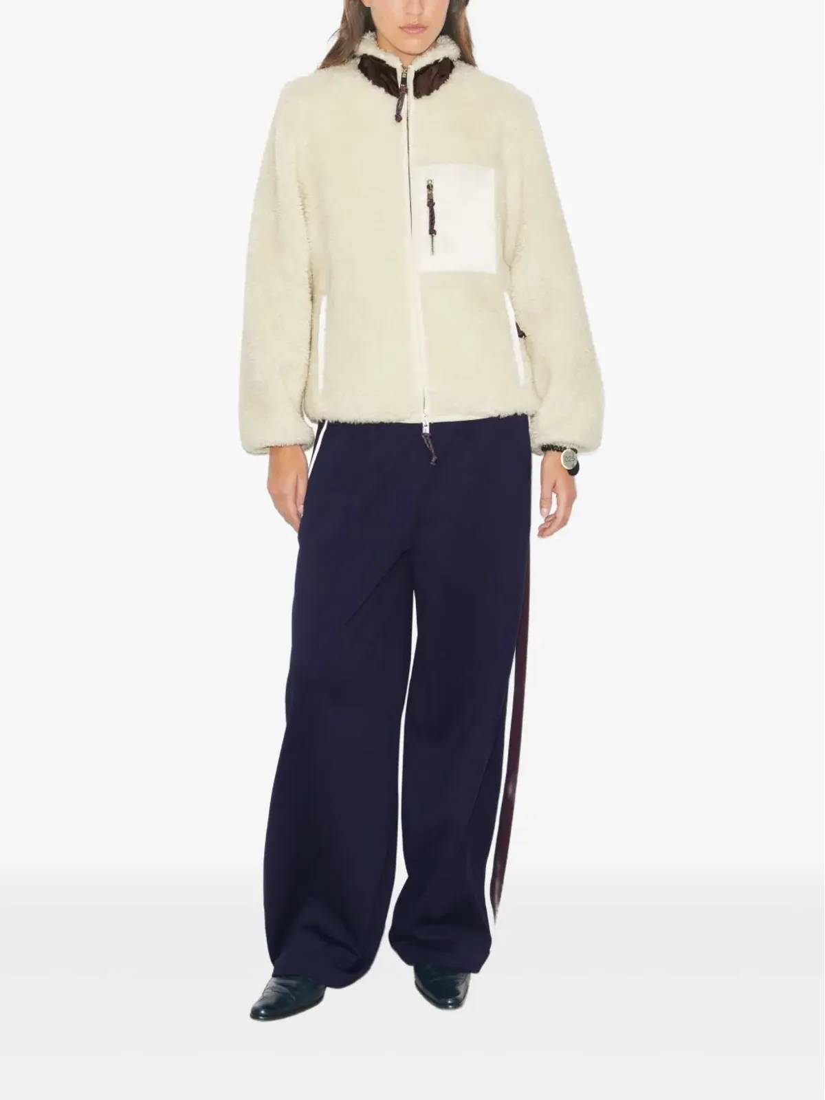 Tory Burch フリース カラーブロック ジャケット - 画像2