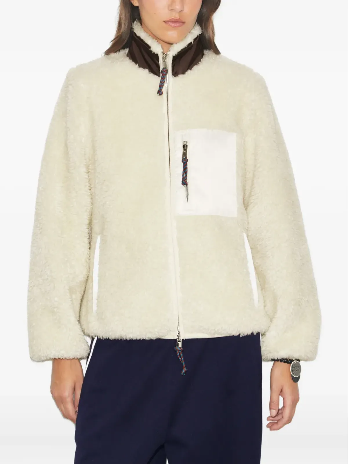 Tory Burch フリース カラーブロック ジャケット - 画像4