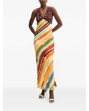 NEVER FULLY DRESSED V-neck embellished maxi dress - Orange - サムネイル1