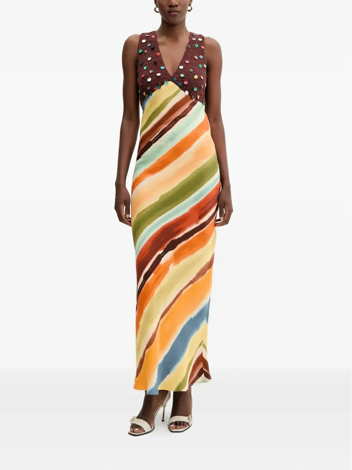 NEVER FULLY DRESSED V-neck embellished maxi dress - Orange - 画像2