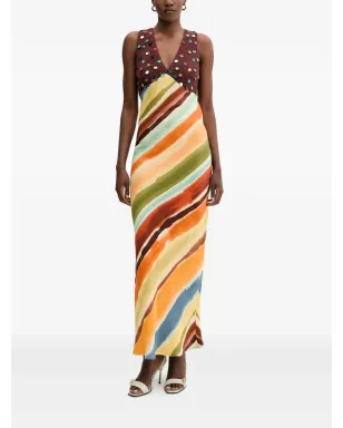 NEVER FULLY DRESSED V-neck embellished maxi dress - Orange - サムネイル2