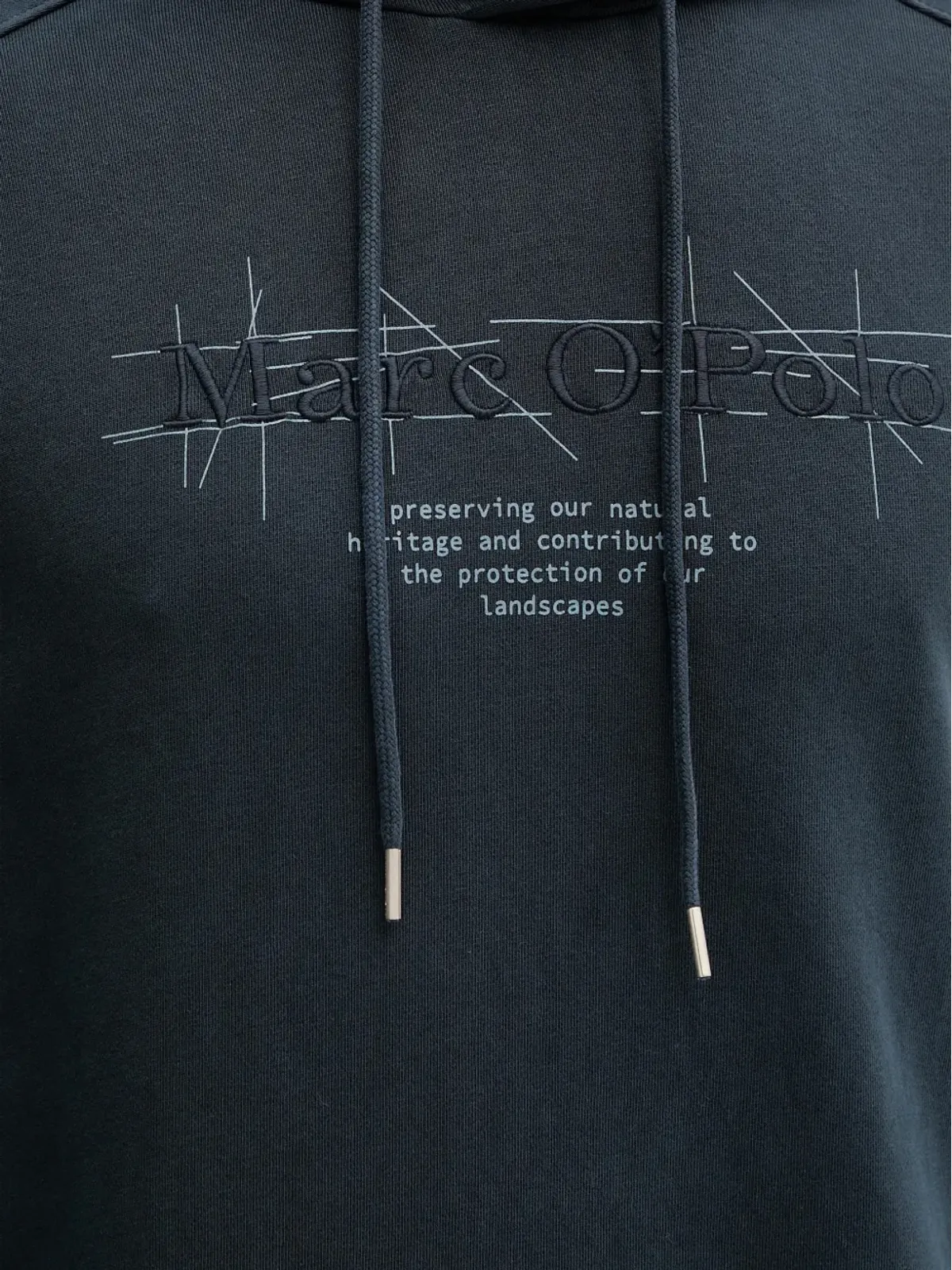 Marc O'Polo ロゴ刺繍フーディー ブルー - 画像5