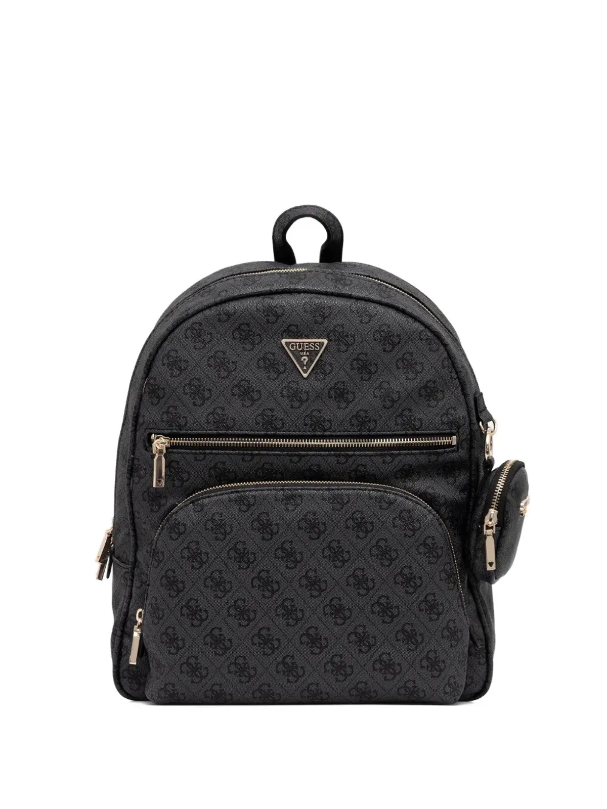 GUESS USA モノグラム柄ジップポケットバックパック ブラック - 画像1
