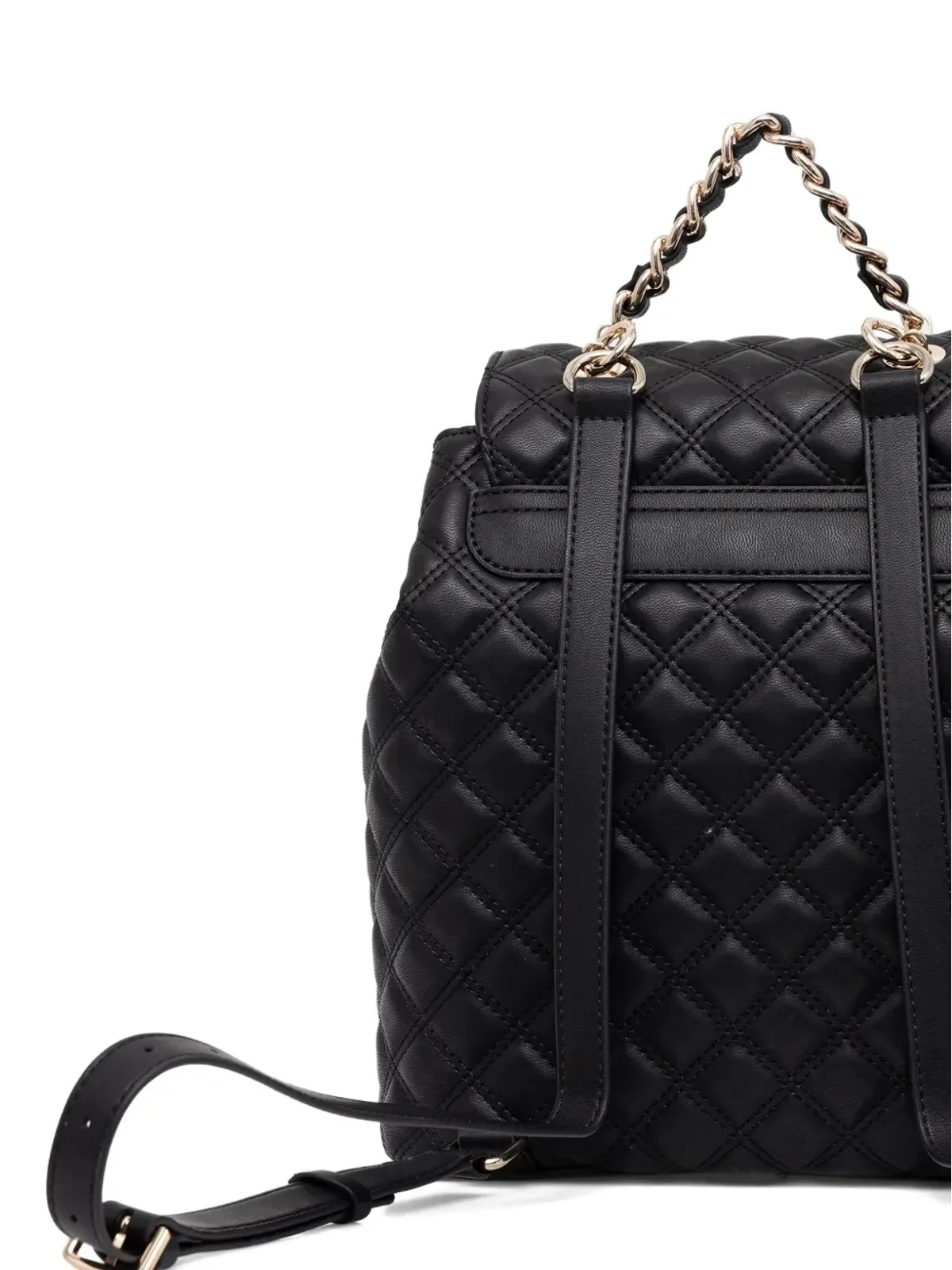 GUESS USA キルティング風チェーンディテール バックパック ブラック - 画像3