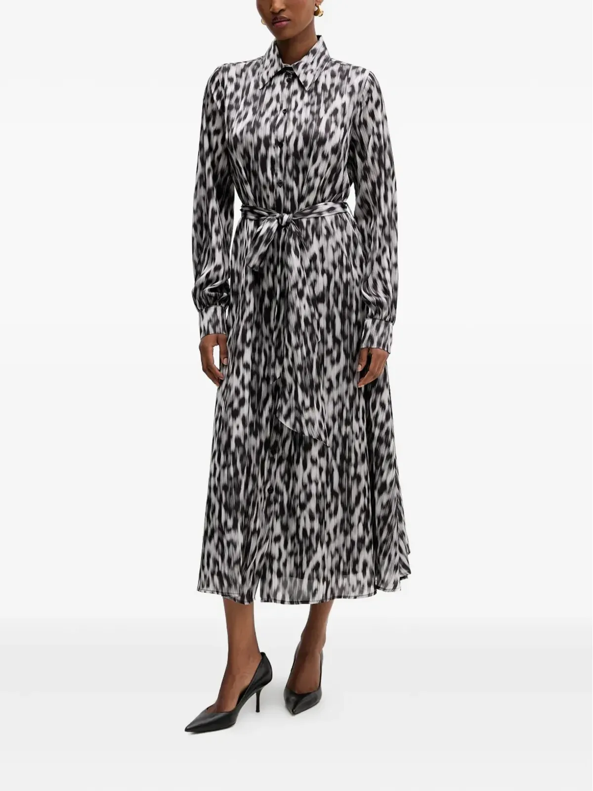 Silvian Heach belted animal-print midi dress - Black - 画像2
