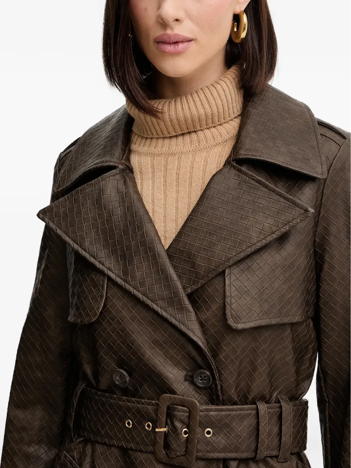 GUESS USA ベルト付きダブルブレストコート - 画像5