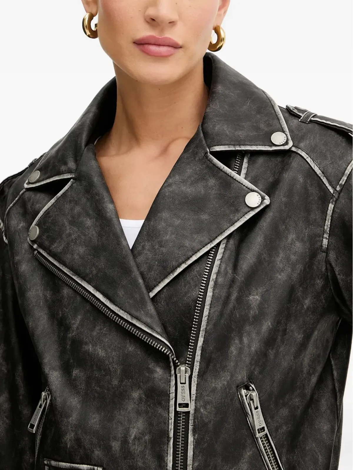 GUESS USA ベルト付きジップジャケット - グレー - 画像5
