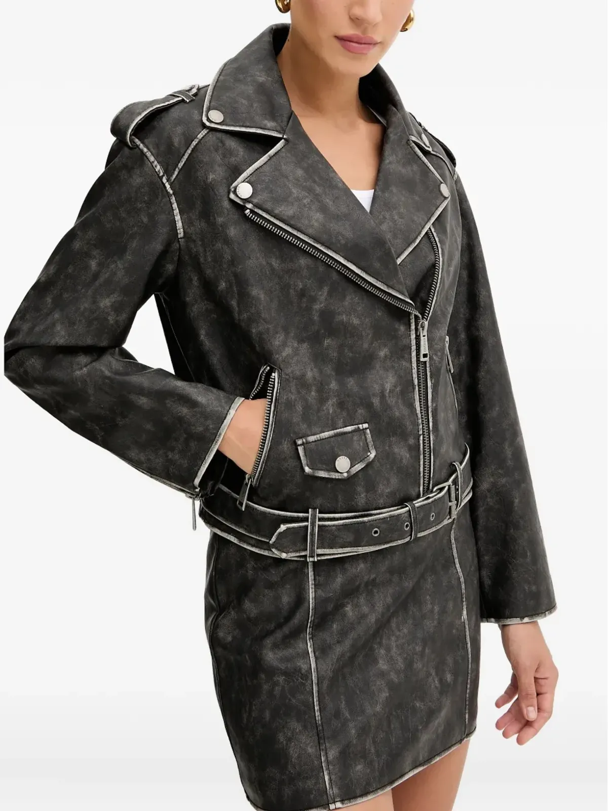 GUESS USA ベルト付きジップジャケット - グレー - 画像3