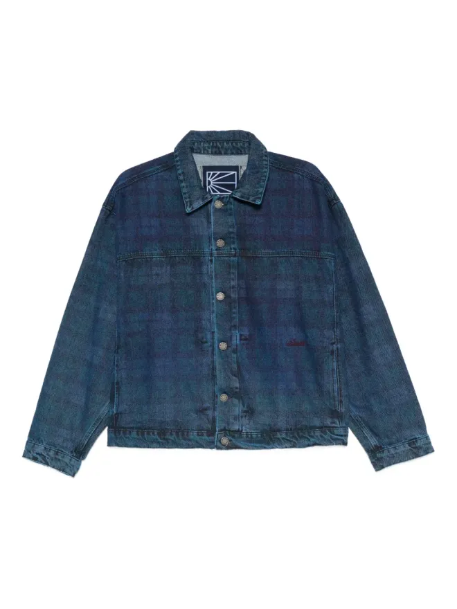 RASSVET RASSVET チェック柄デニムジャケット - ブルーの商品画像