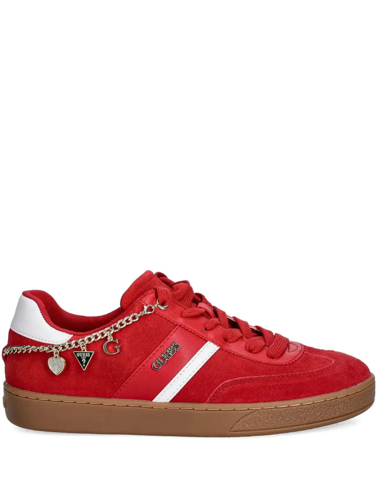 GUESS USA Naoko チェーンディテール スニーカー レッド - 画像1