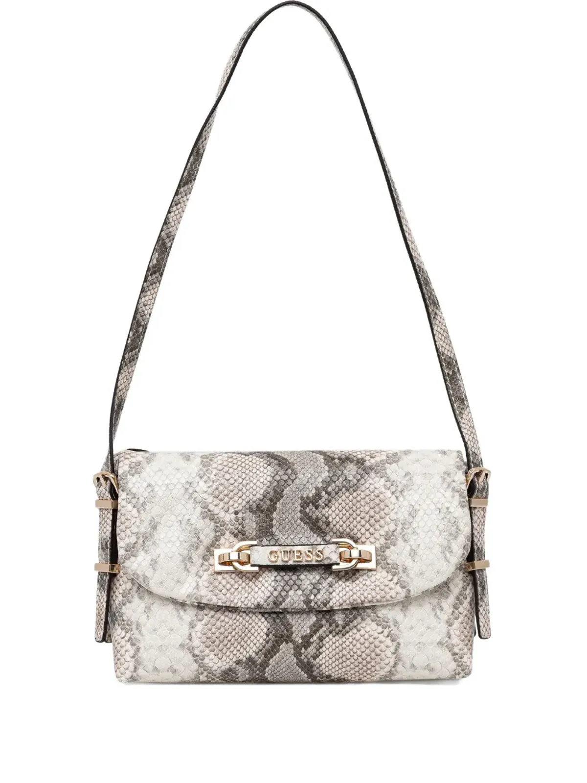 GUESS USA 蛇皮風チェーン付きサッチェルバッグ - グレー - 画像1