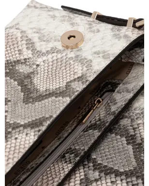 GUESS USA 蛇皮風チェーン付きサッチェルバッグ - グレー - サムネイル5