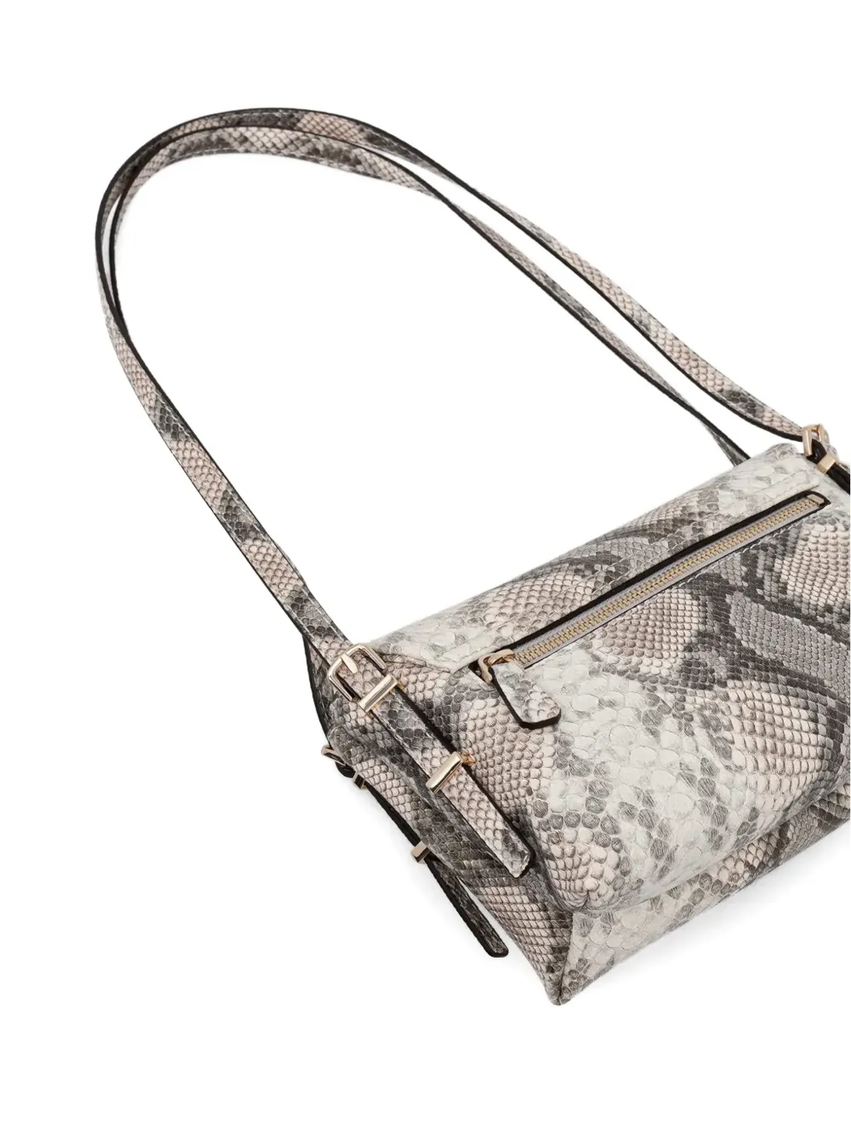 GUESS USA 蛇皮風チェーン付きサッチェルバッグ - グレー - 画像3
