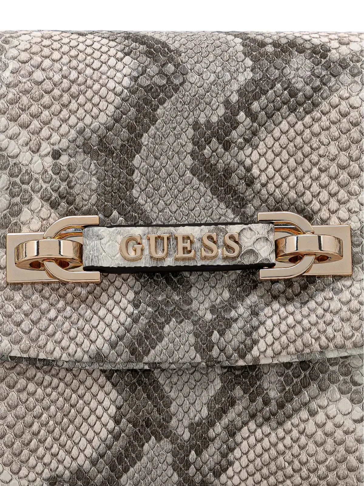 GUESS USA 蛇皮風チェーン付きサッチェルバッグ - グレー - 画像4
