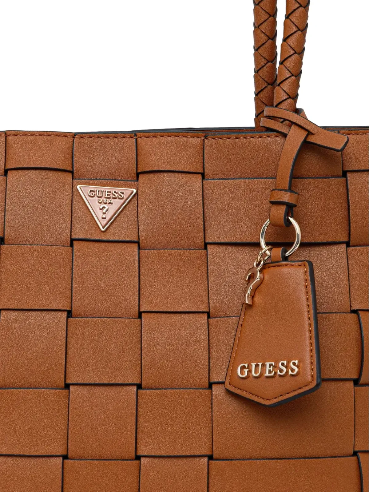 GUESS USA Maylee ロゴプレート トートバッグ ブラウン - 画像5