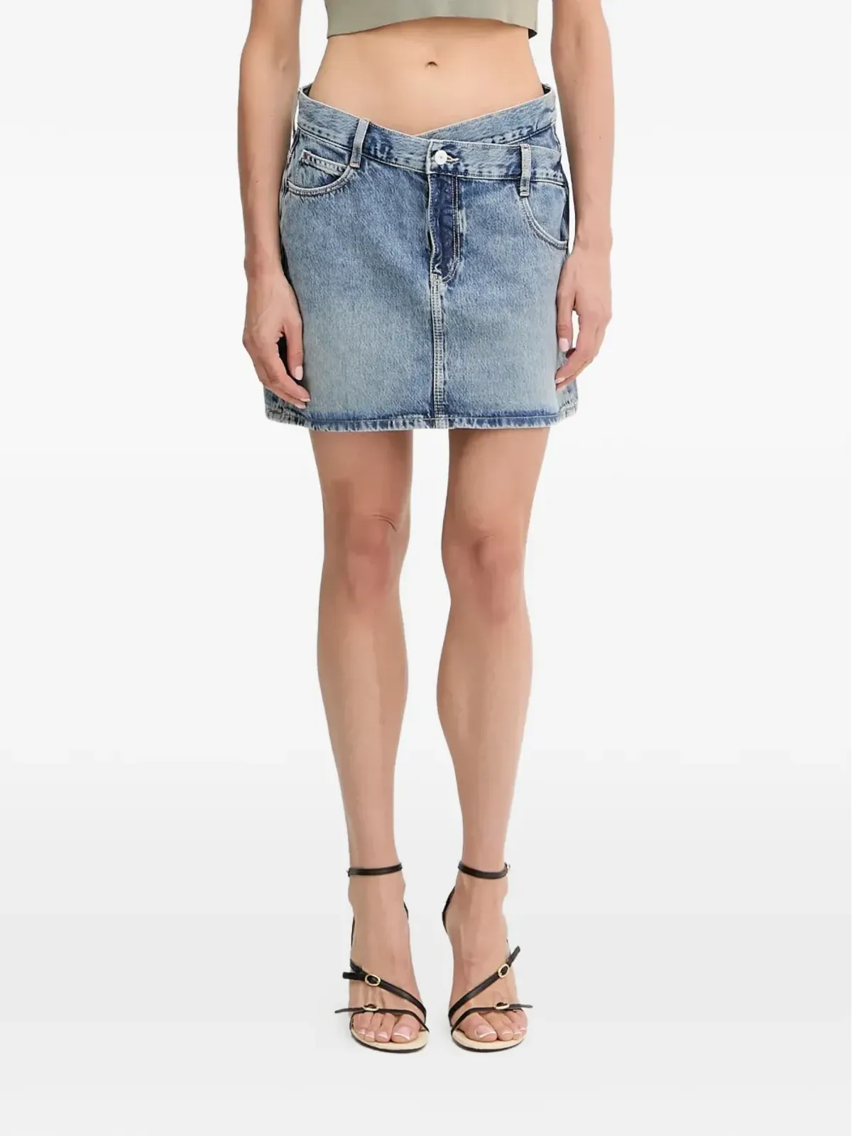 GUESS USA ロゴパッチ付きデニムスカート - 画像2
