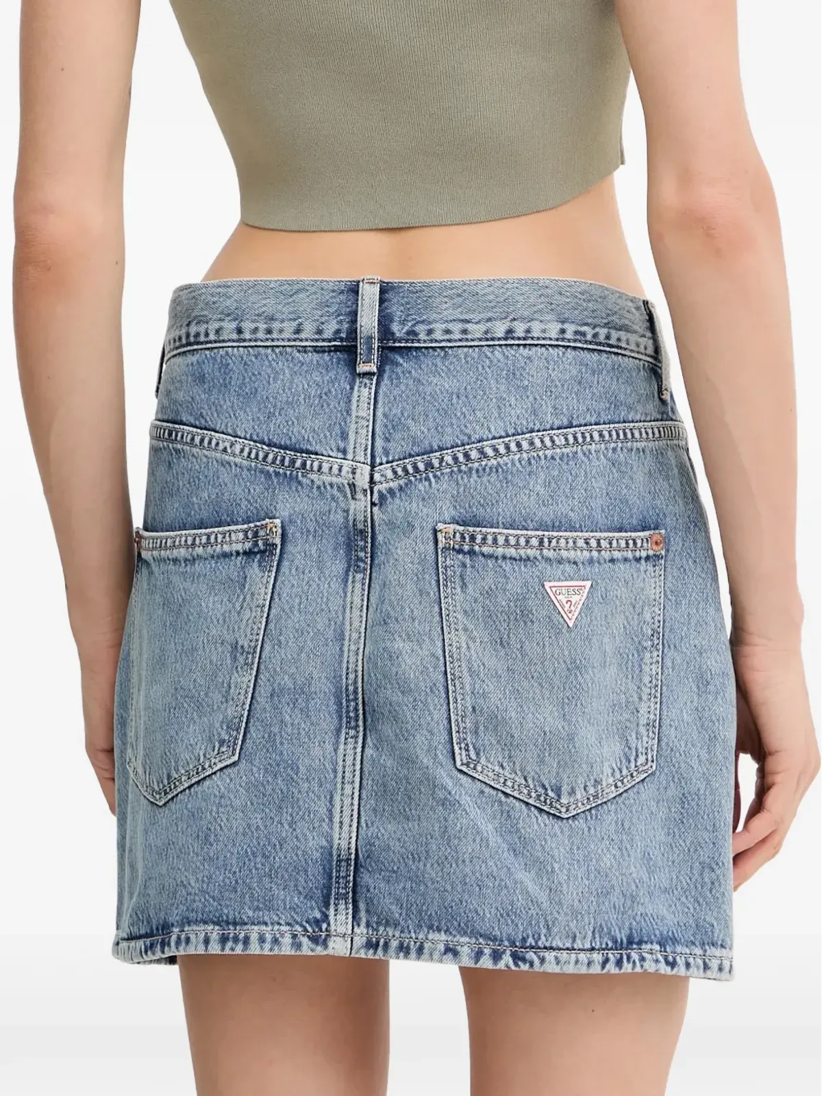 GUESS USA ロゴパッチ付きデニムスカート - 画像3
