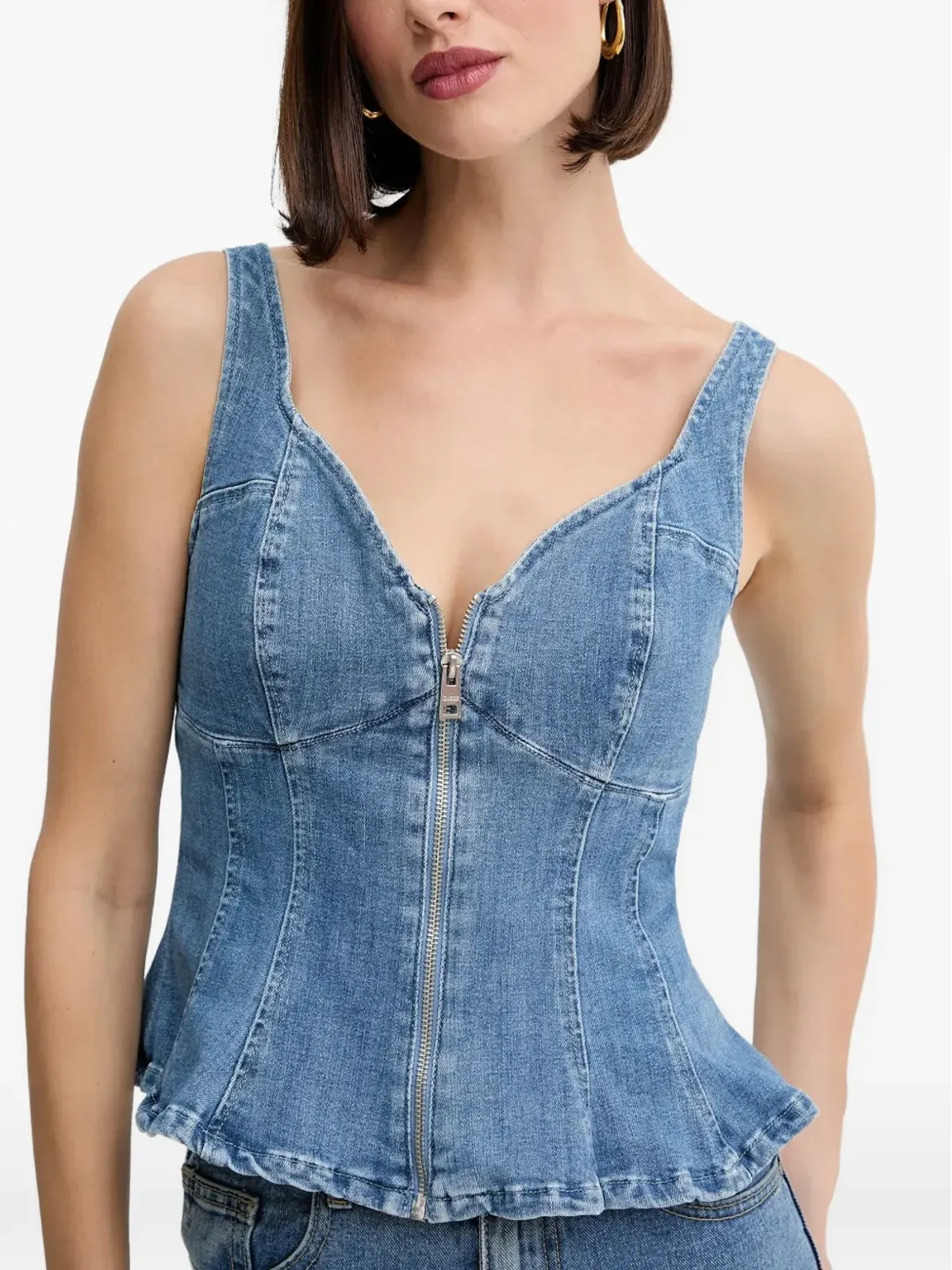 GUESS USA ジップ付きペプラムトップ - Blue - 画像4