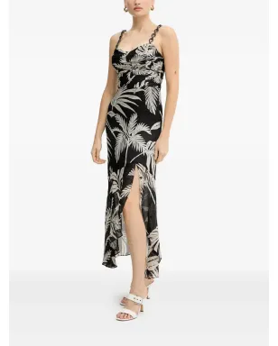 GUESS USA チェーンストラップ花柄ミディドレス (ブラック) - サムネイル2