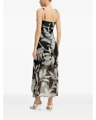 GUESS USA チェーンストラップ花柄ミディドレス (ブラック) - サムネイル3