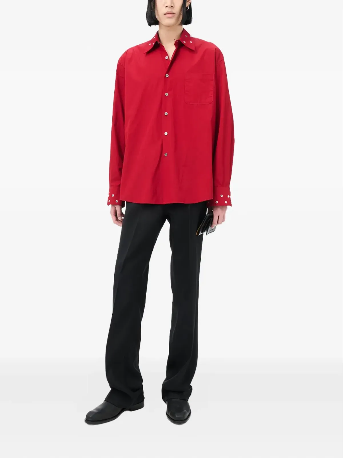 OUR LEGACY Above eyelet shirt - Red - 画像2