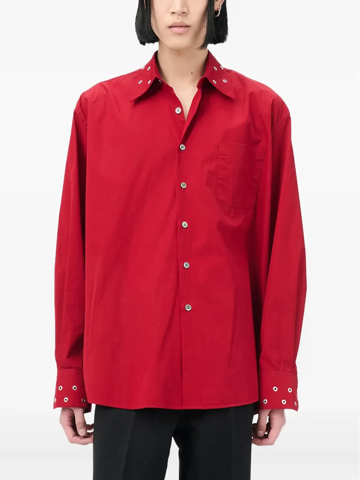 OUR LEGACY Above eyelet shirt - Red - 画像3
