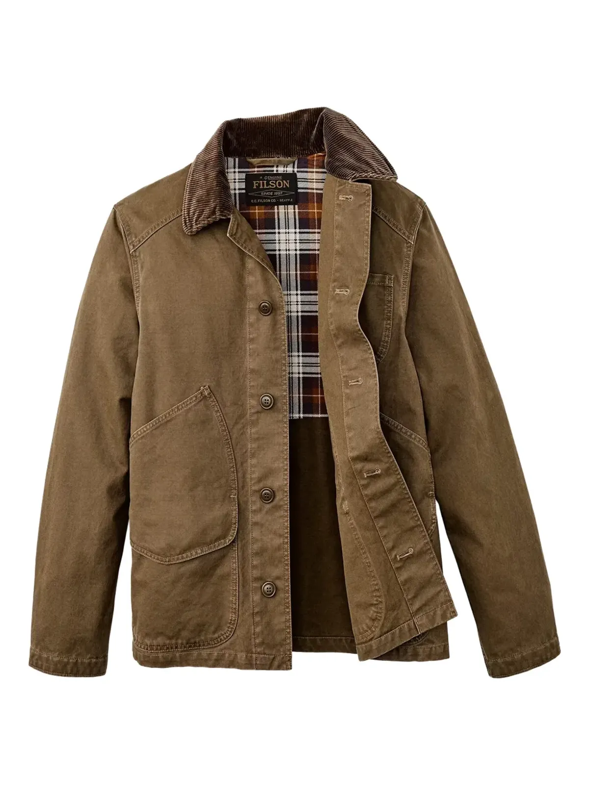 Filson コーデュロイカラー コットンジャケット（ブラウン） - 画像3