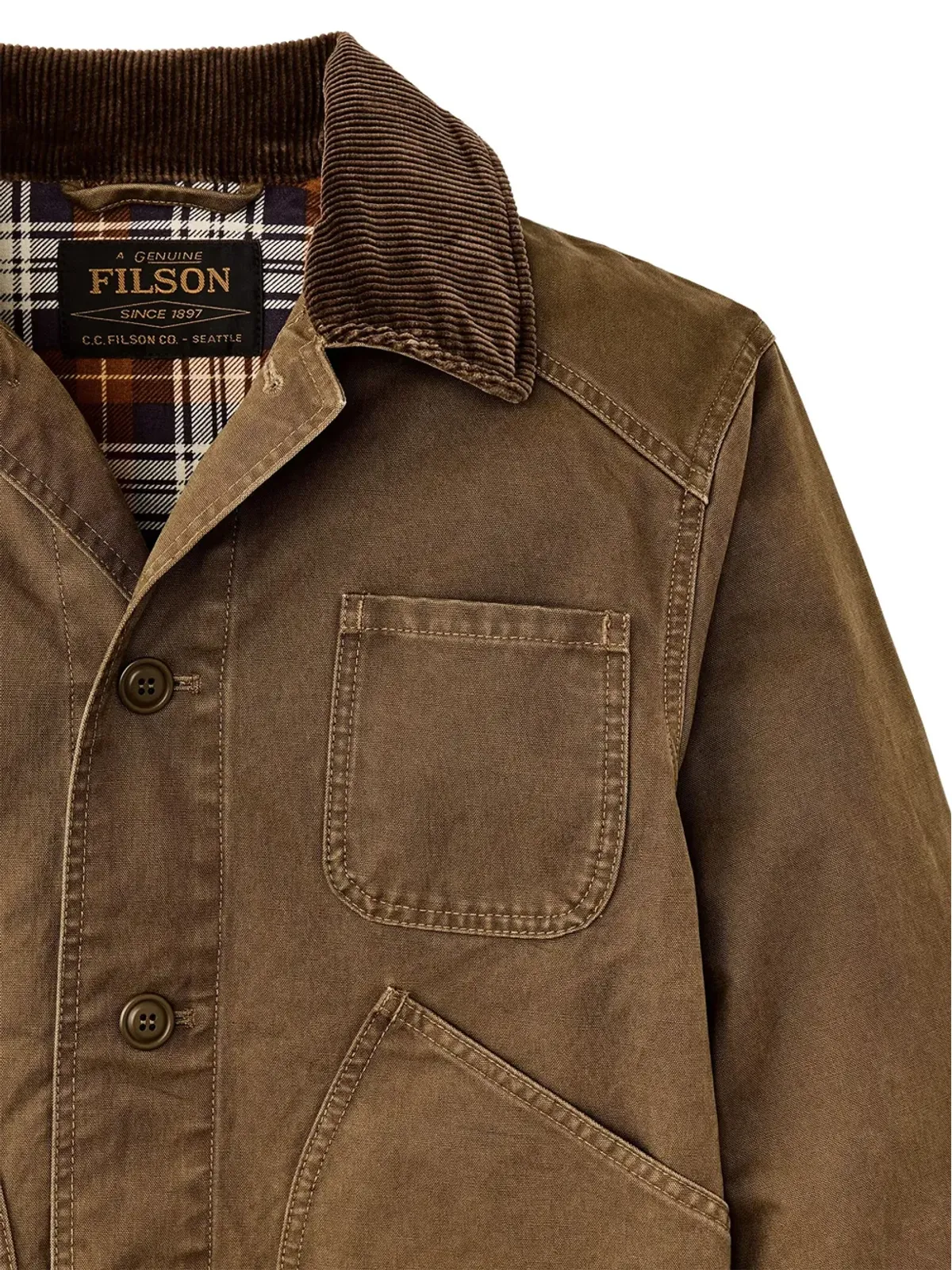 Filson コーデュロイカラー コットンジャケット（ブラウン） - 画像4