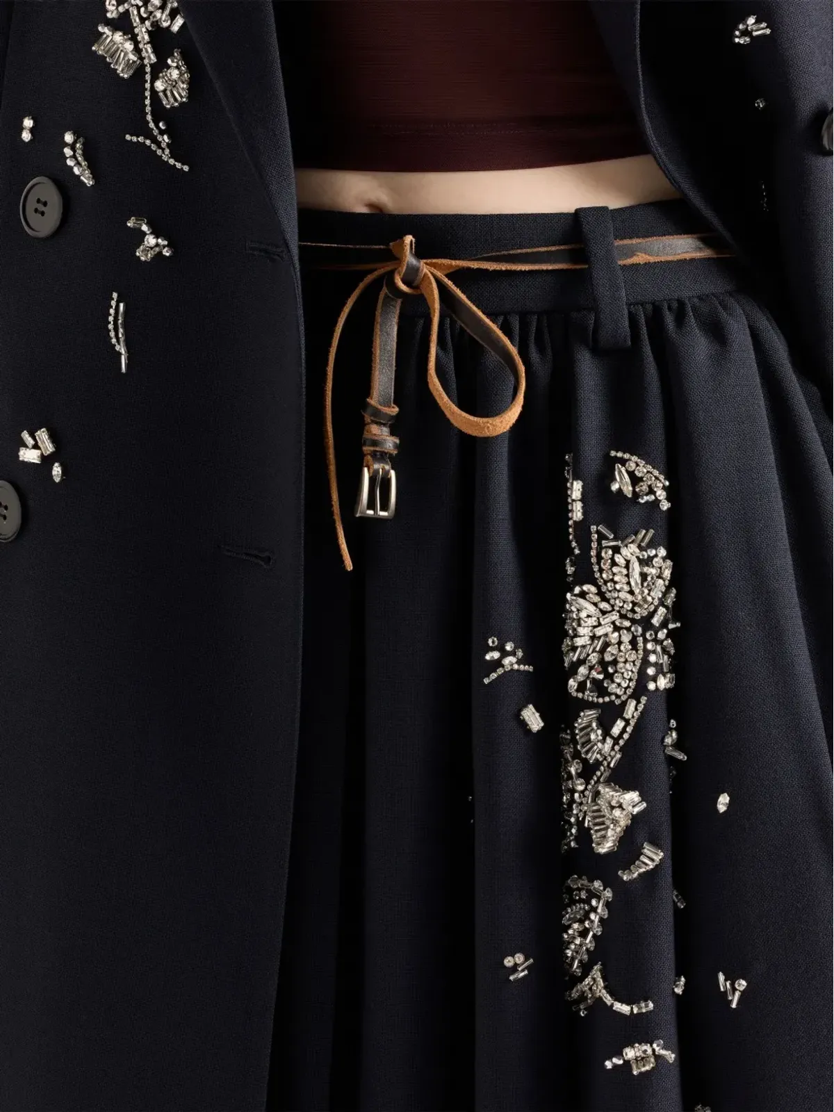 Prada プリーツ装飾ミディスカート - 画像4