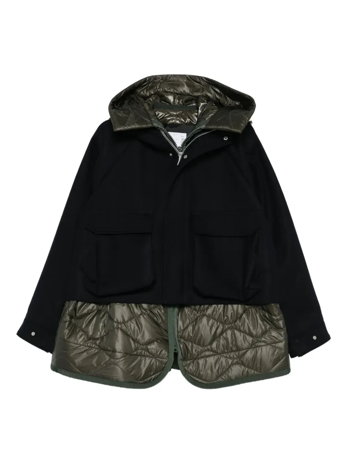 sacai フード付きキルティングパネルジャケット - 画像1